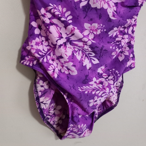 Lands End 12 Underwire One Piece Swim Suit in Purple Tahitian Floral - Picture 7 of 7